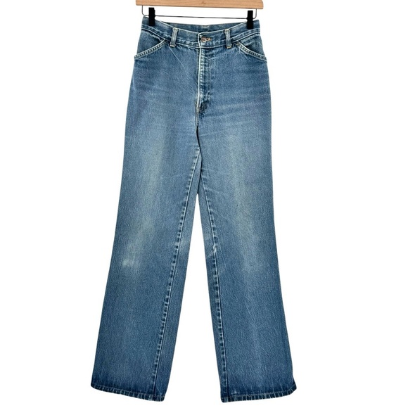 Vintage 70s Chic High Waisted Wide Leg Trouser Jeans 100% Cotton USA | 25" x 32" - Picture 2 of 15